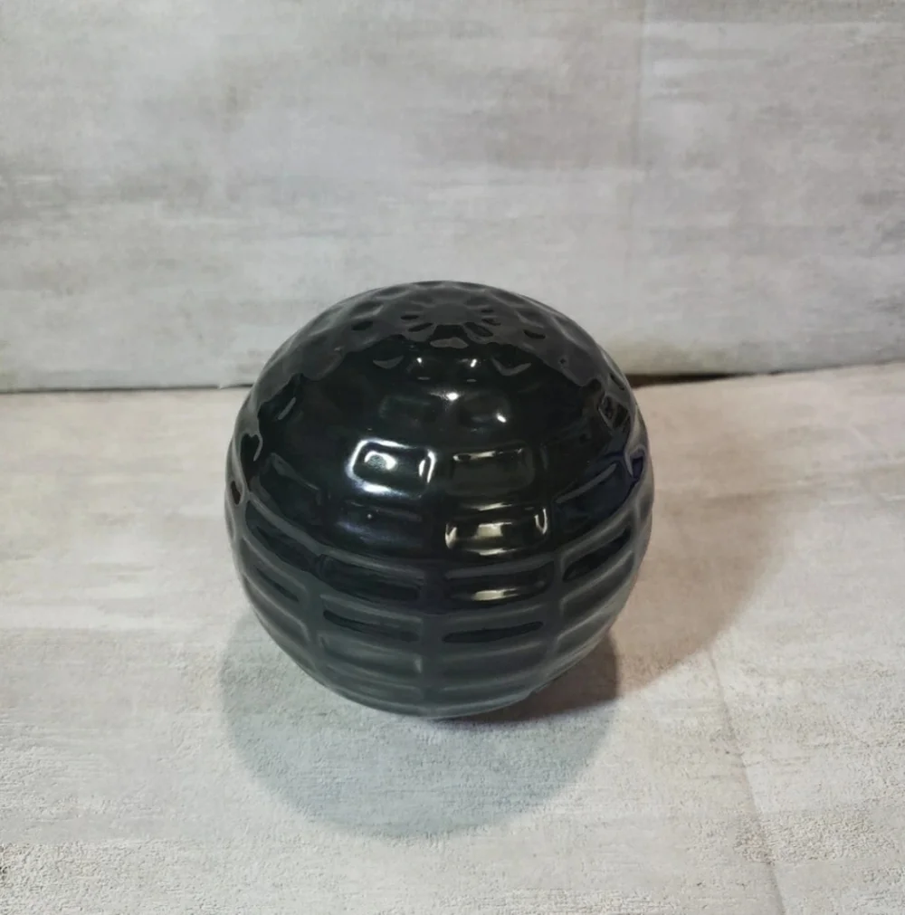 Pier 1 Black Ceramic Sphere Orb Textured Decor Modern